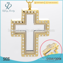 Cruz colgante de relojes en joyería de oro, colgante de hadas puerta de locket, locket transversal abierto